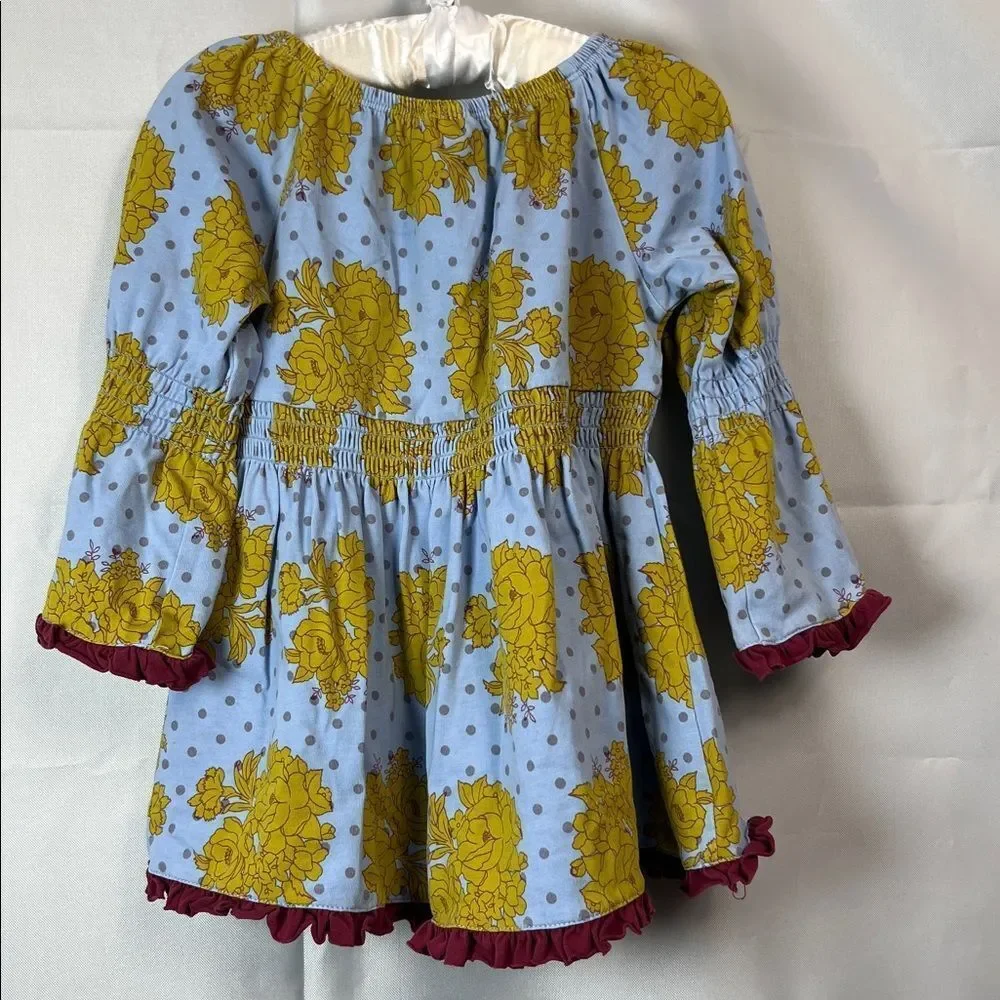 Matilda Jane Character Counts Amelie  blue and sage green floral smocked top 2
